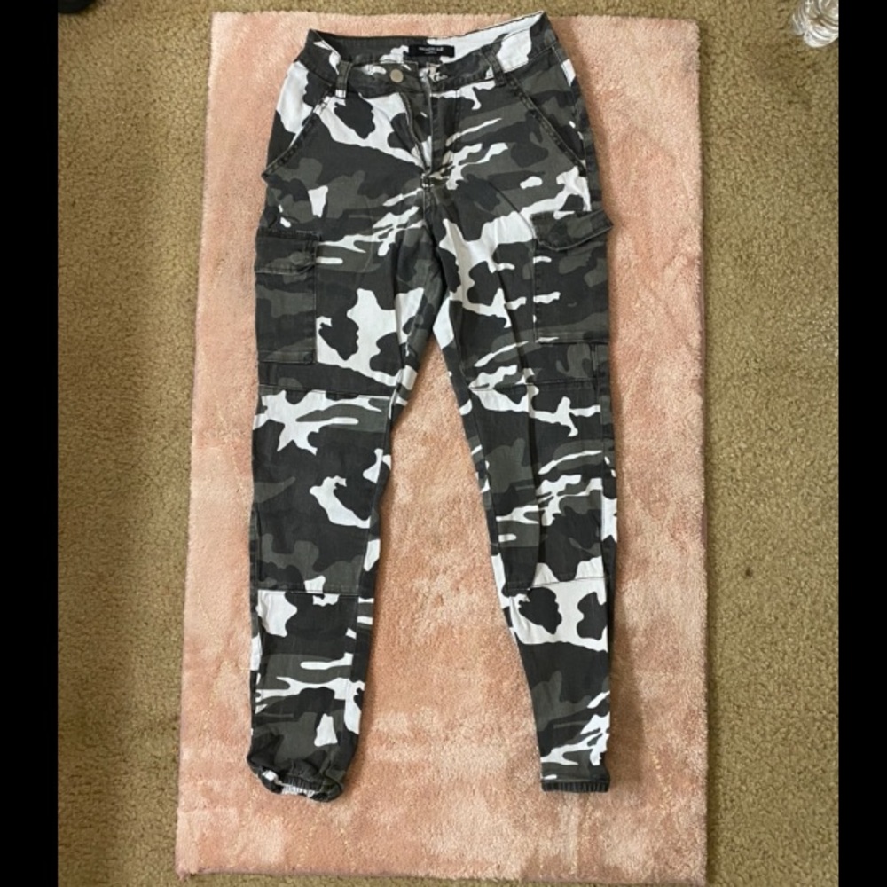 Black and White Camo Cargo Pants